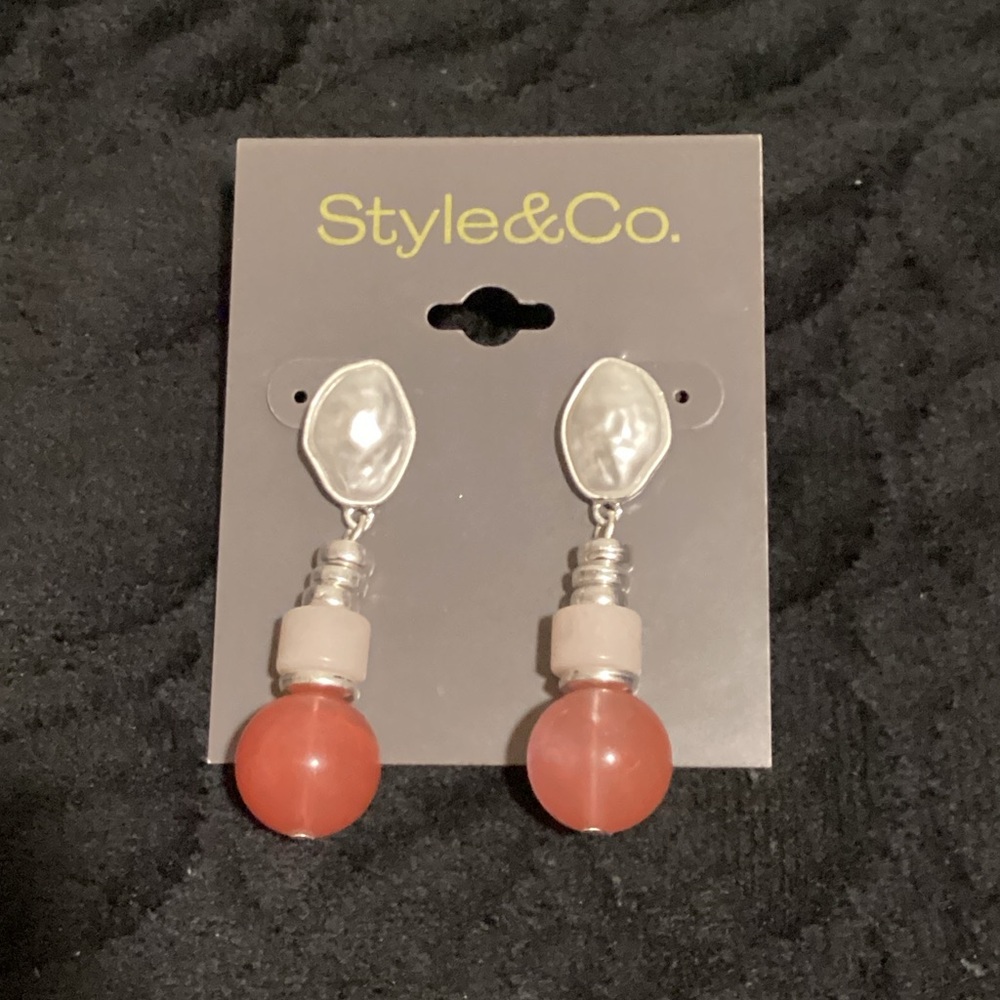 Style & Co. Silver and Coral Earrings